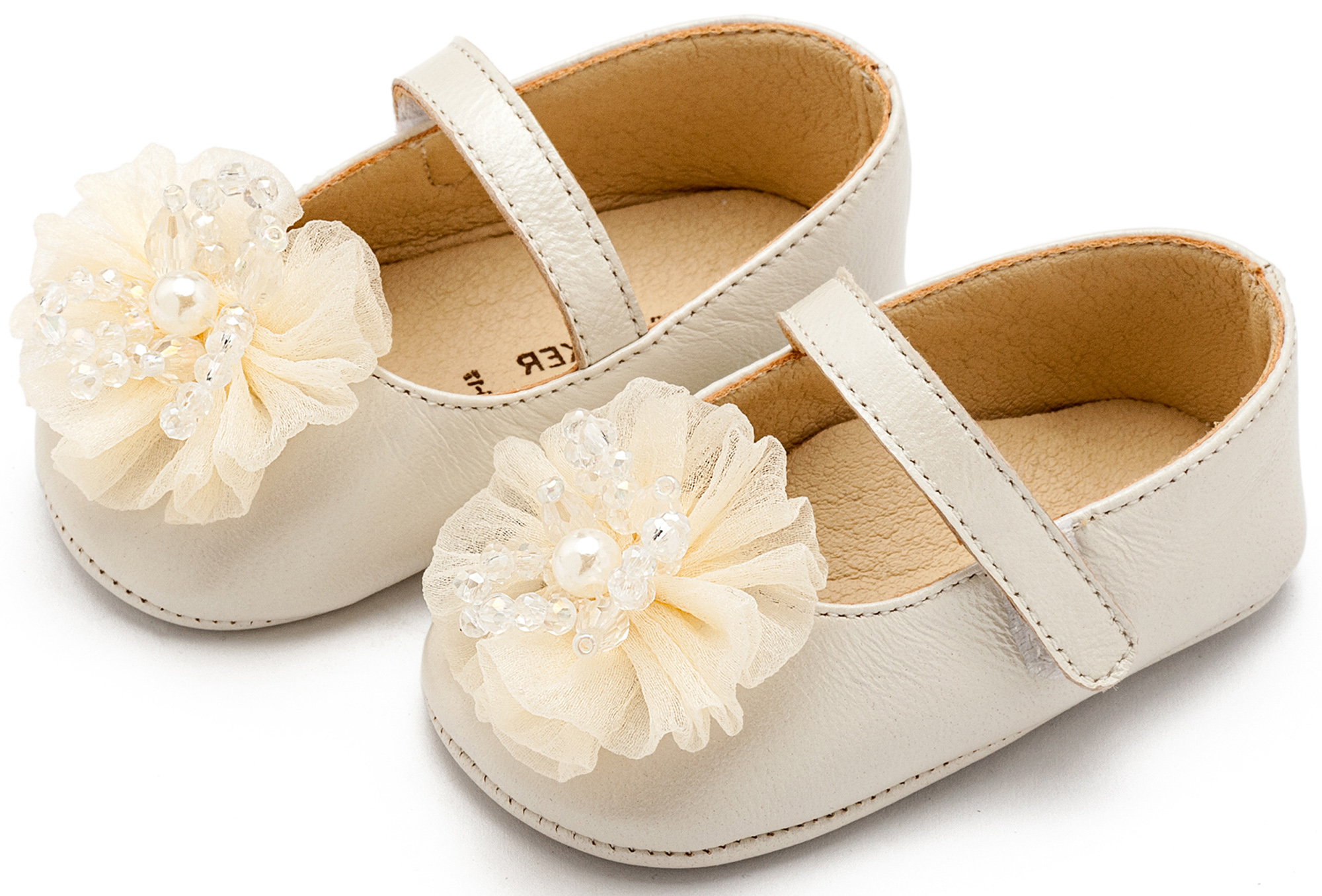 Γοβάκι Μονή Μπαρέτα με Υφασμάτινο Λουλούδι με Χάντρες MI1651-IVORY - Image 2