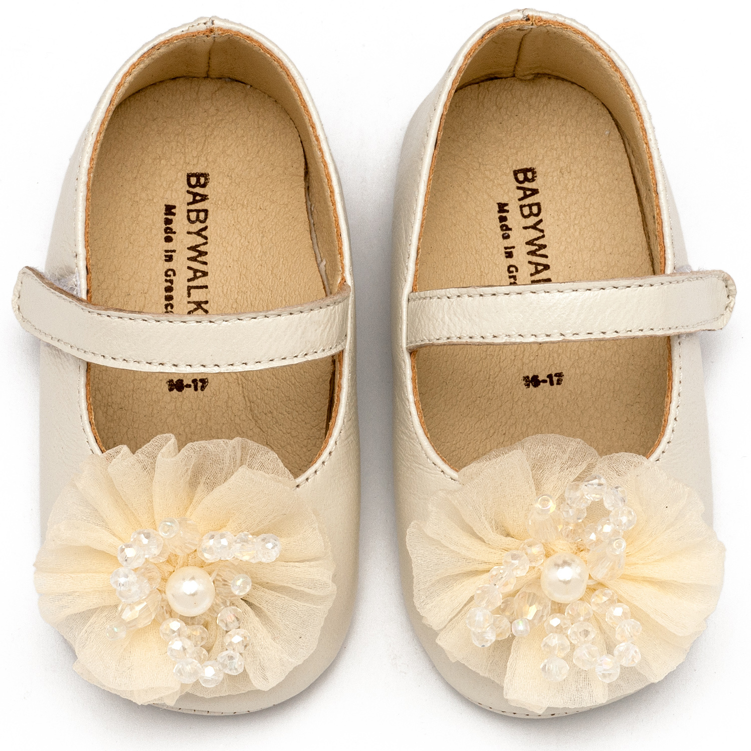 Γοβάκι Μονή Μπαρέτα με Υφασμάτινο Λουλούδι με Χάντρες MI1651-IVORY - Image 3