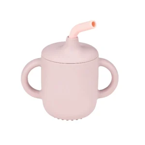 SILICON. Ποτηράκι σιλικόνης με καλαμάκι (ροζ)