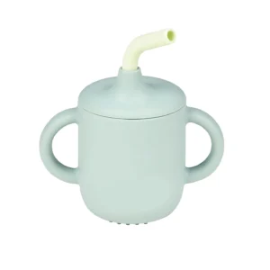 SILICON. Ποτηράκι Σιλικόνης Με Καλαμάκι (Απαλό Πράσινο)