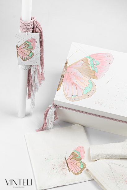 Σετ βάπτισης κορίτσι με θέμα πεταλούδα