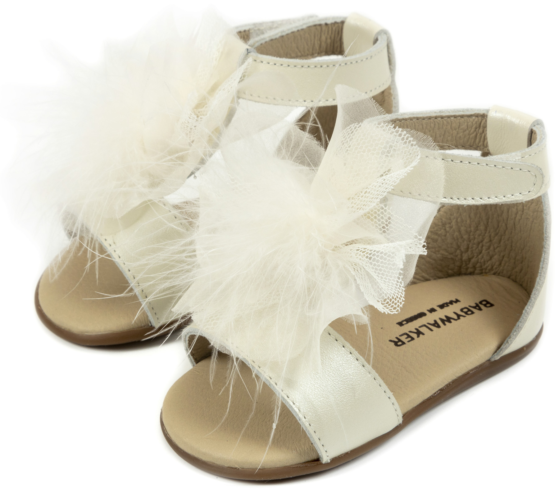 Δερμάτινο Πέδιλο Διακοσμημένο με Πον Πον PRI2599 Εκρού - Image 3