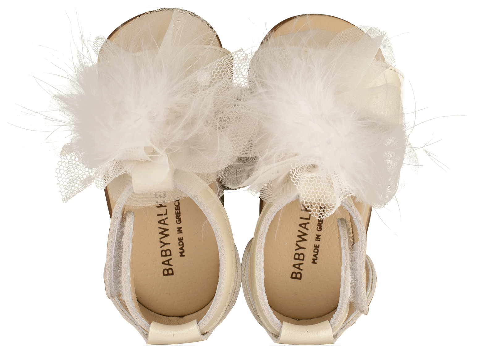 Δερμάτινο Πέδιλο Διακοσμημένο με Πον Πον PRI2599 Εκρού - Image 4