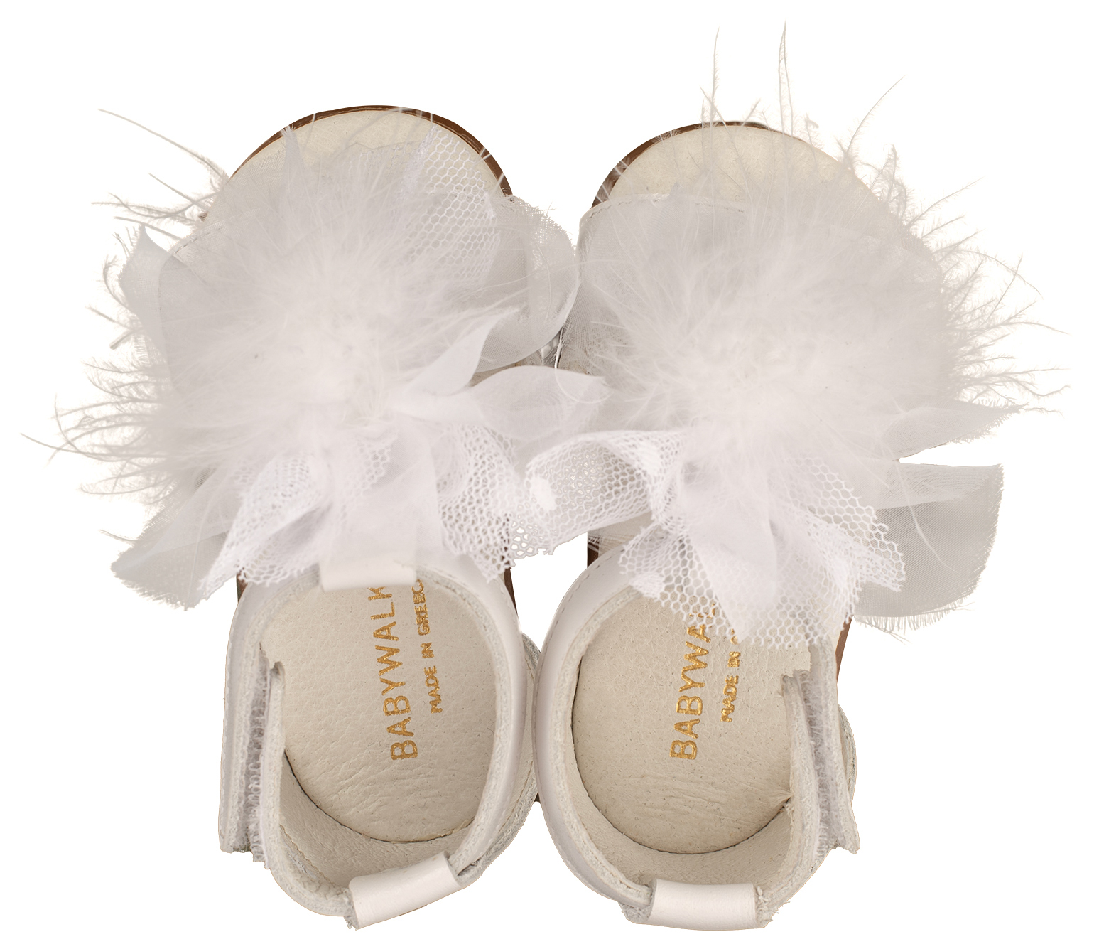 Δερμάτινο Πέδιλο Διακοσμημένο με Πον Πον PRI2599 Λευκό - Image 2