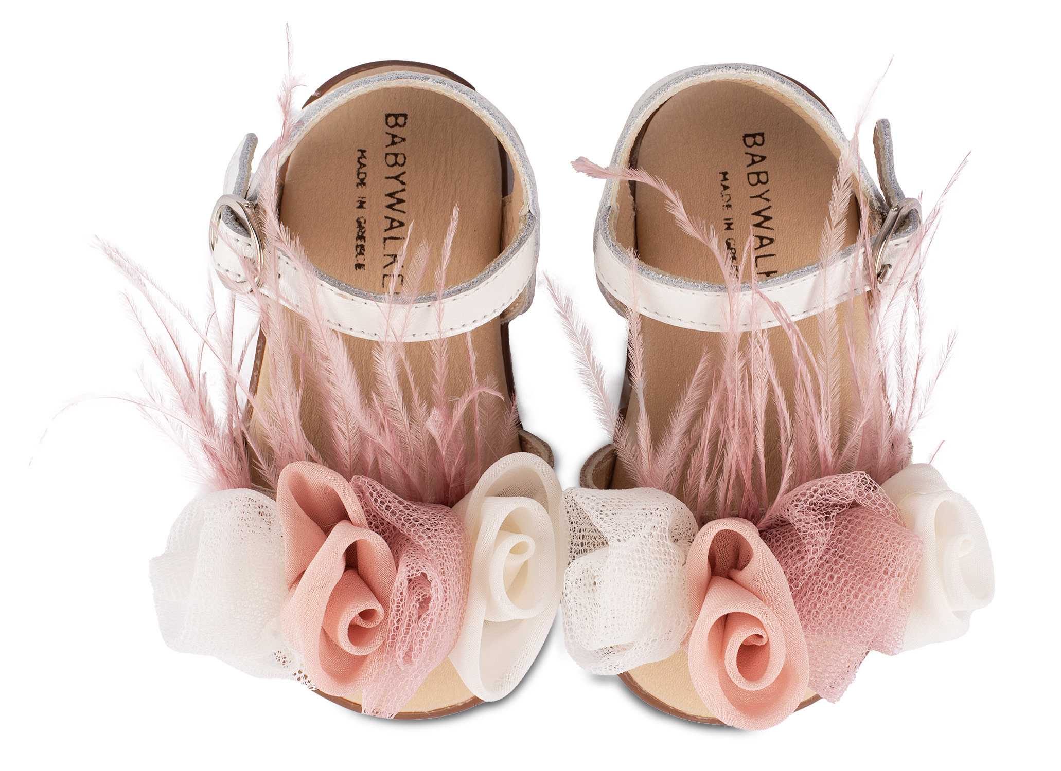 Πέδιλο Διακοσμημένο με Λουλούδια και Φτερά PRI2616 Εκρού Ροζ - Image 2