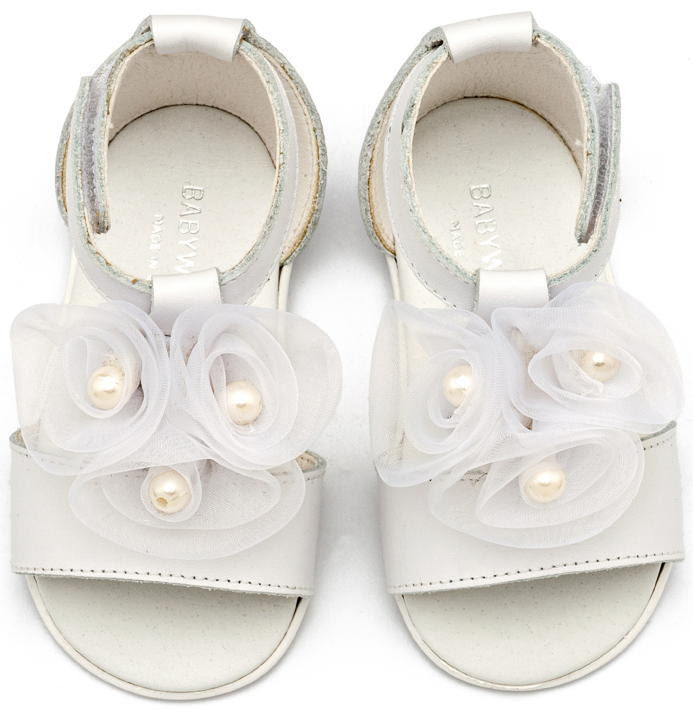 Πέδιλο Διακοσμημένο με Λουλούδια και Πέρλες PRI2641 Λευκό - Image 2