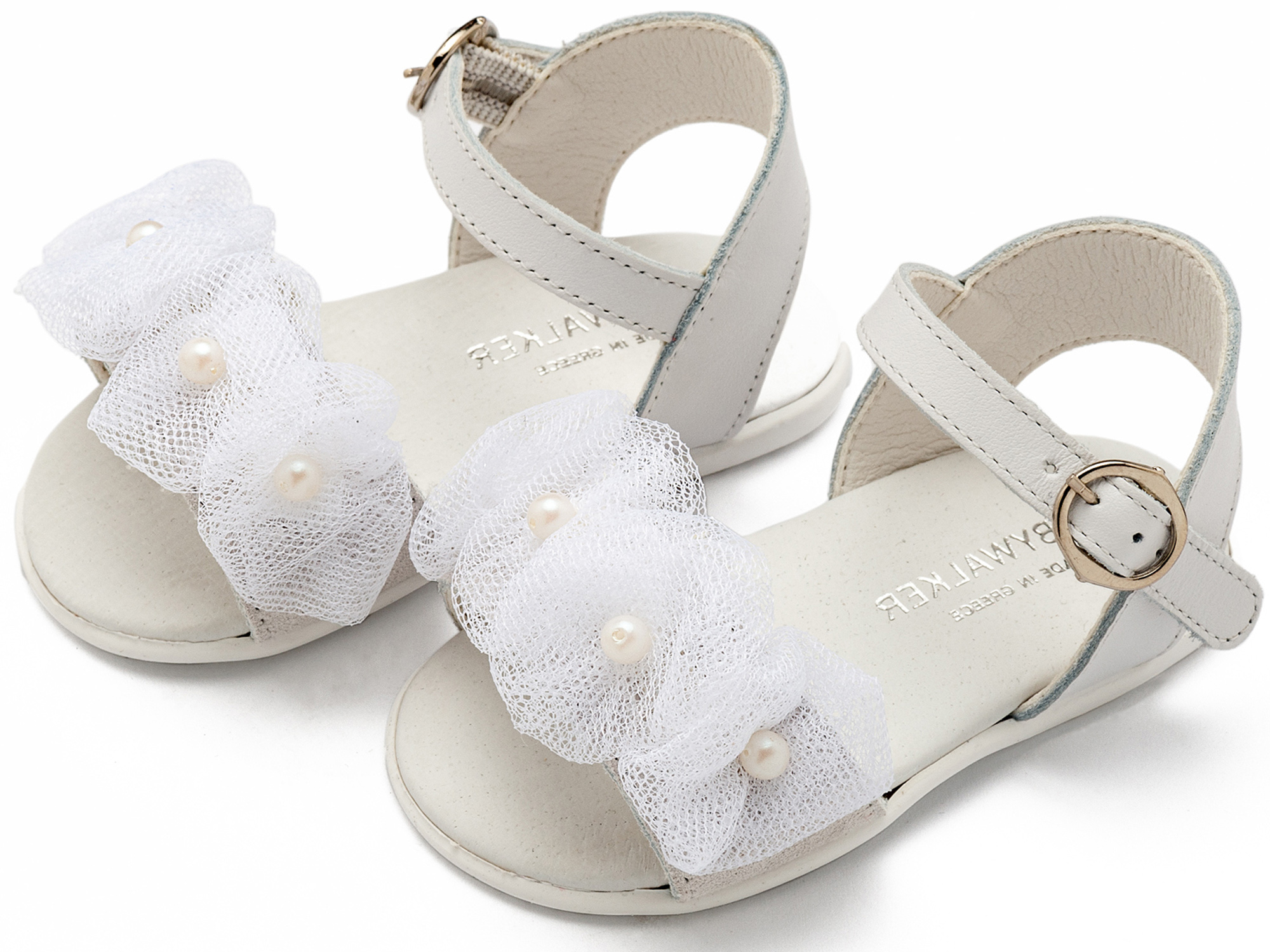 Πέδιλο με Λουλουδάκια και Πέρλες PRI2645 Λευκό - Image 3