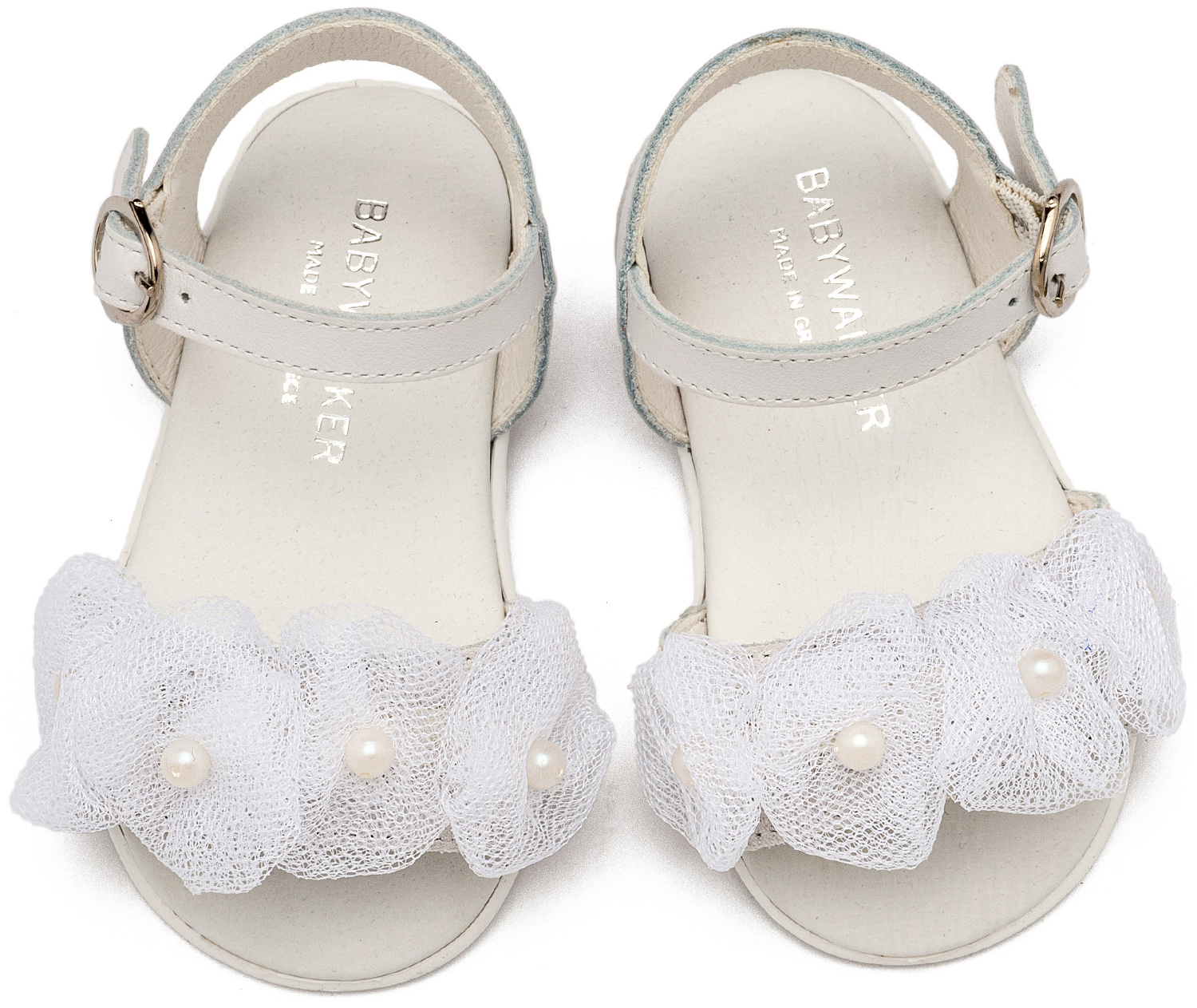 Πέδιλο με Λουλουδάκια και Πέρλες PRI2645 Λευκό - Image 2