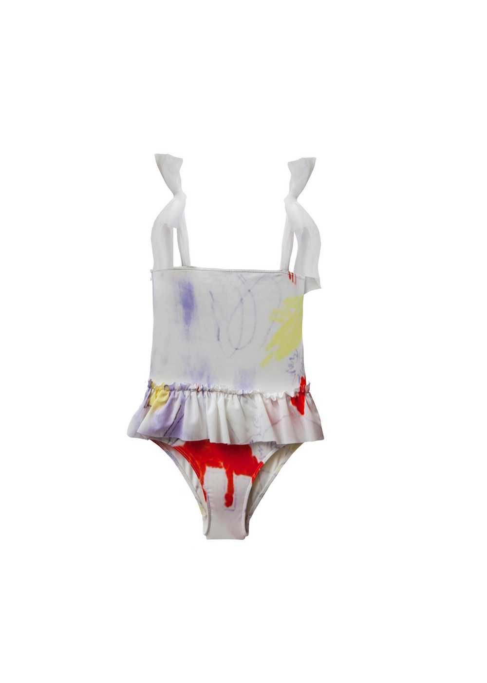 Ολόσωμο μαγιό άσπρο με τούλινες τιράντες Two in a Castle (T5466)