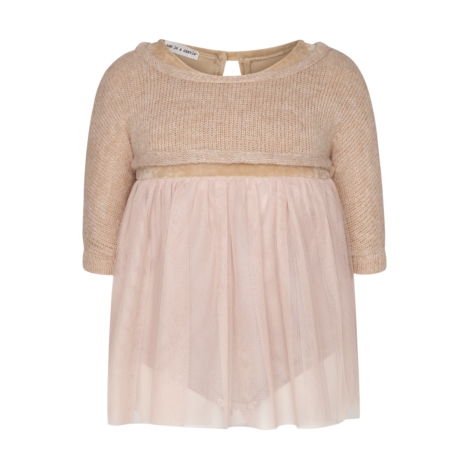 Two In A Castle Velvet Ballerina Dress W/Knitted Poncho (T5722)