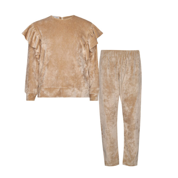 Two In A Castle Βελούδινο Σετ Φόρμα Μπεζ (T5725)