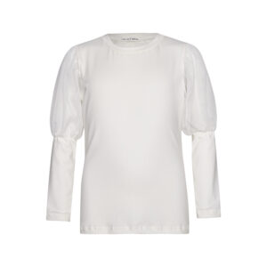 Two In A Castle Λευκή Μπλούζα Με Μανίκι Από Τούλι T5755