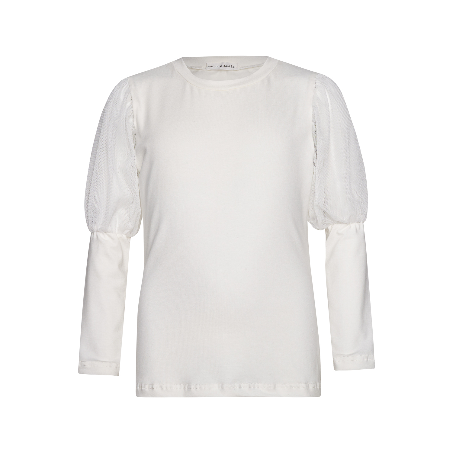Two In A Castle Λευκή Μπλούζα Με Μανίκι Από Τούλι T5755 - Image 2
