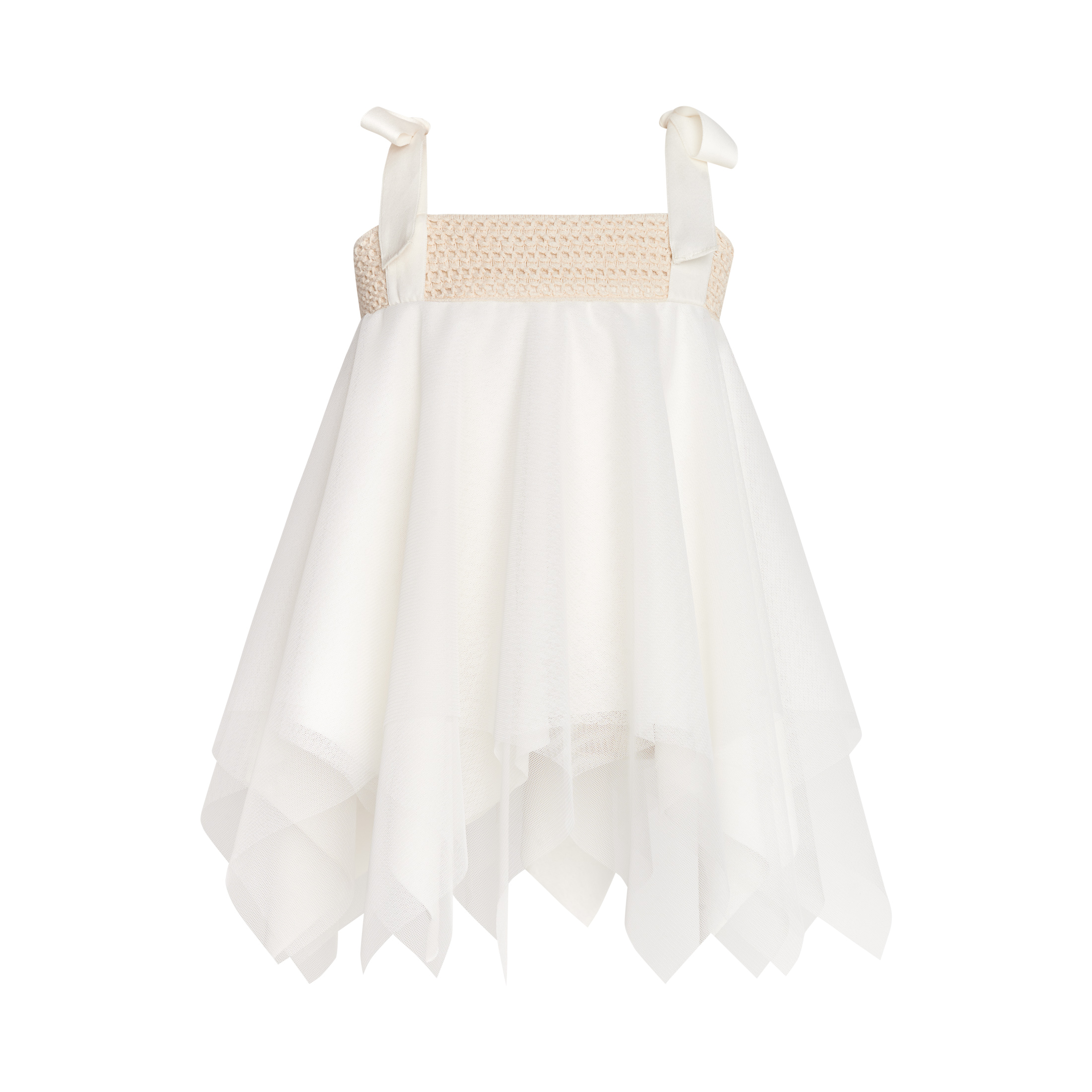 Τ6250 Ασύμμετρο Τούλινο Φόρεμα Whipped Cream