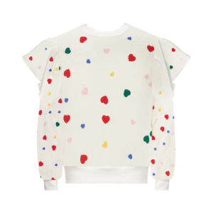 Two in a Castle - Φούτερ με Πολύχρωμες Καρδιές και Βολάν στα Μανίκια