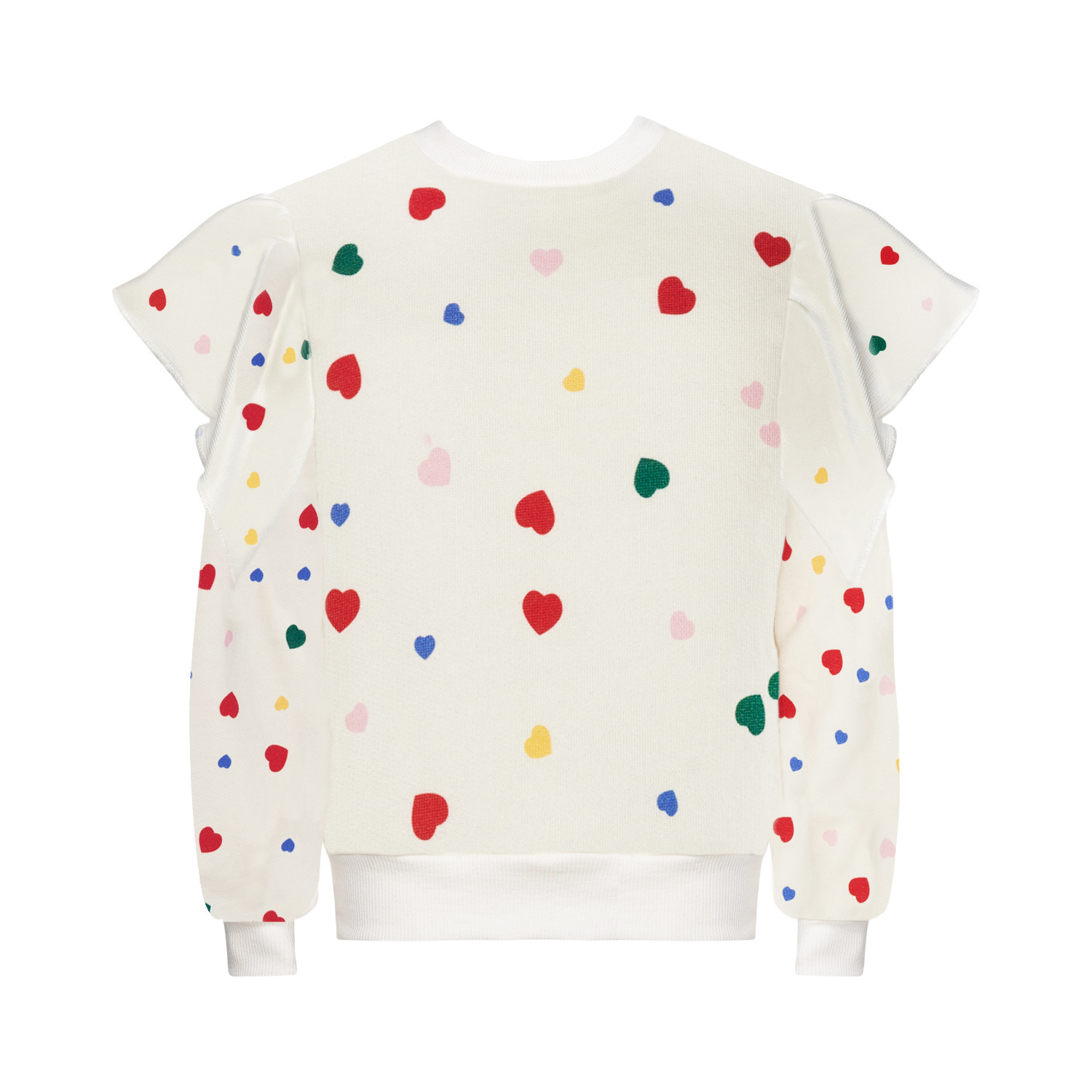 Two in a Castle - Φούτερ με Πολύχρωμες Καρδιές και Βολάν στα Μανίκια