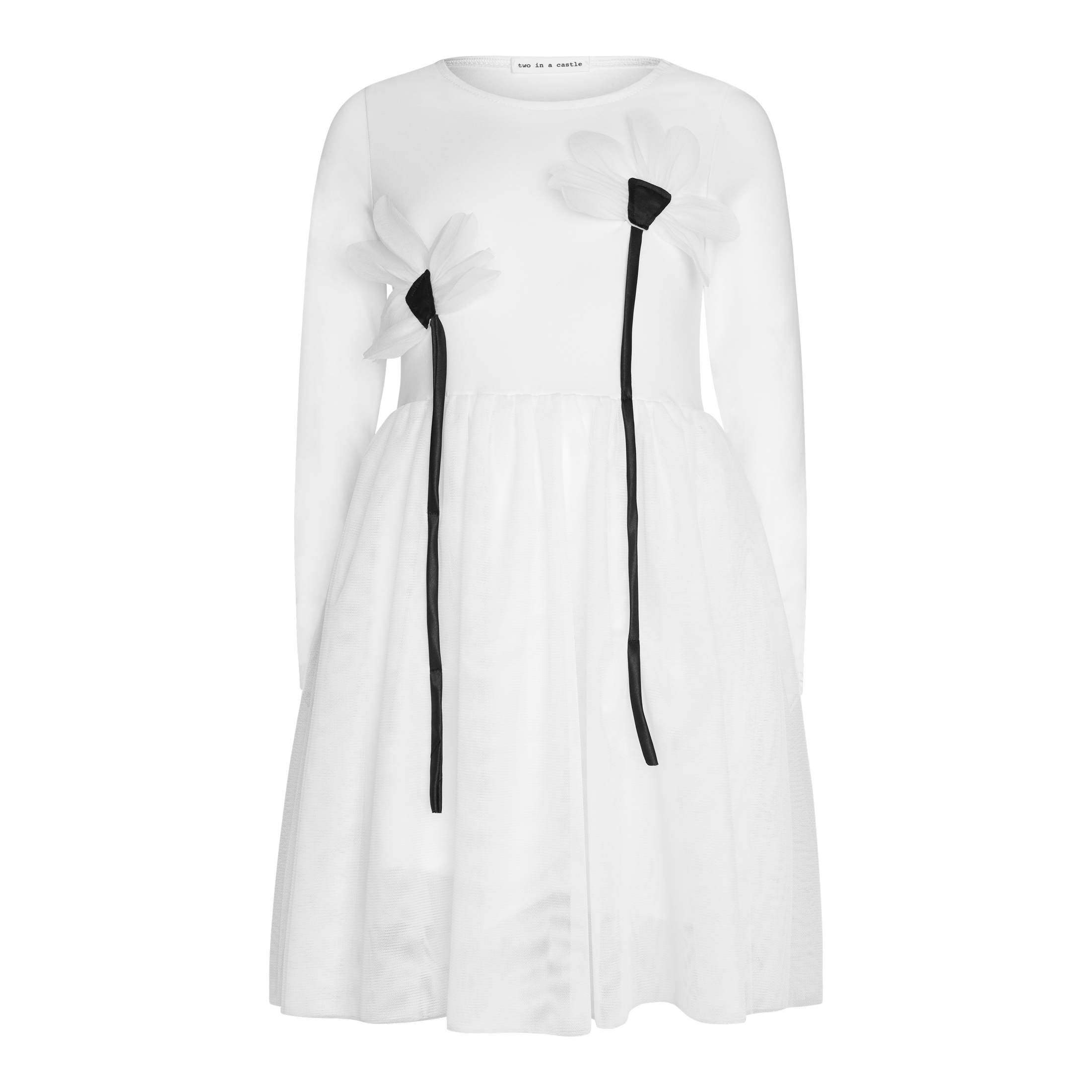 Two in a castle - Φόρεμα Tutu Με Λουλούδια Λευκό (T6650)