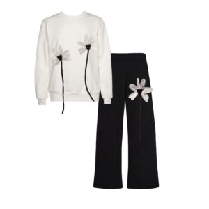 Two in a castle - Σετ Φόρμες Τοπ Με Λουλούδια & Παντελόνι Wide Leg (T6651)