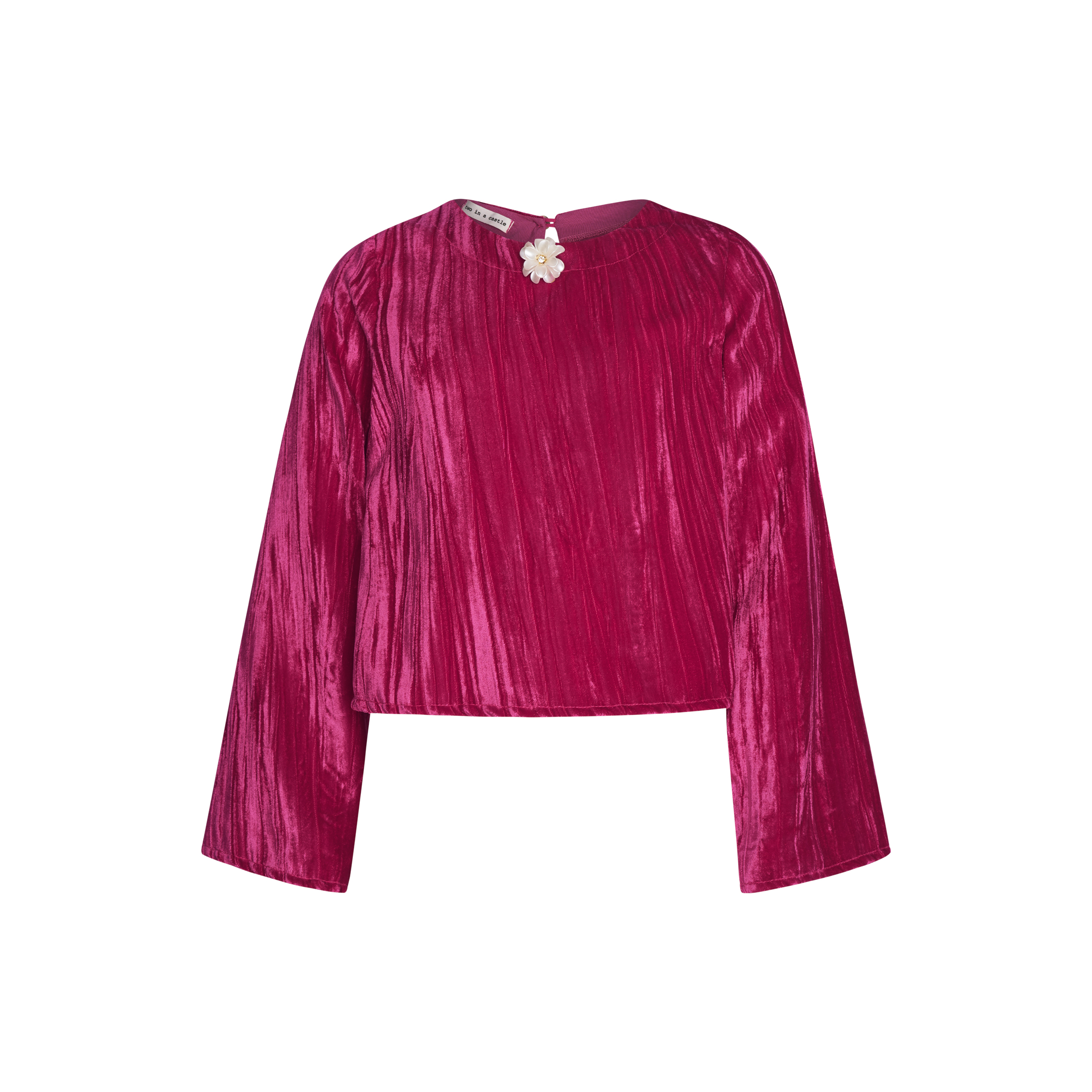 Two in a castle - Σετ Βελουτέ Φόρμες Τοπ & Παντελόνι Wide Leg (T6657) - Image 3