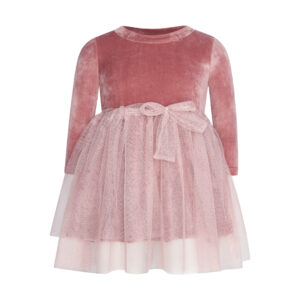 Two in a castle - Βελούδινο Φόρεμα Με Τούλινη Φούστα Ροζ (T6698)