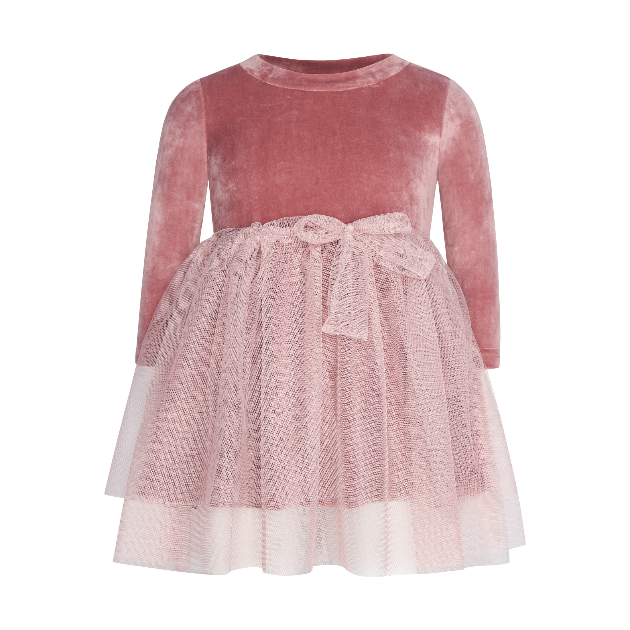 Two in a castle - Βελούδινο Φόρεμα Με Τούλινη Φούστα Ροζ (T6698)