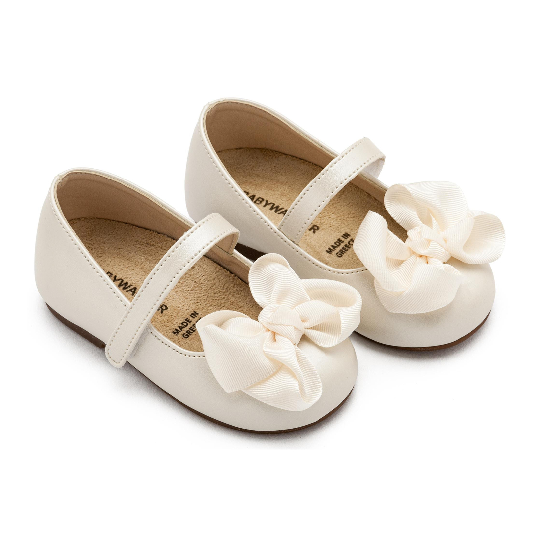 Γοβάκι με Gros Grain Φιόγκο BS3595 Εκρού Ροζ