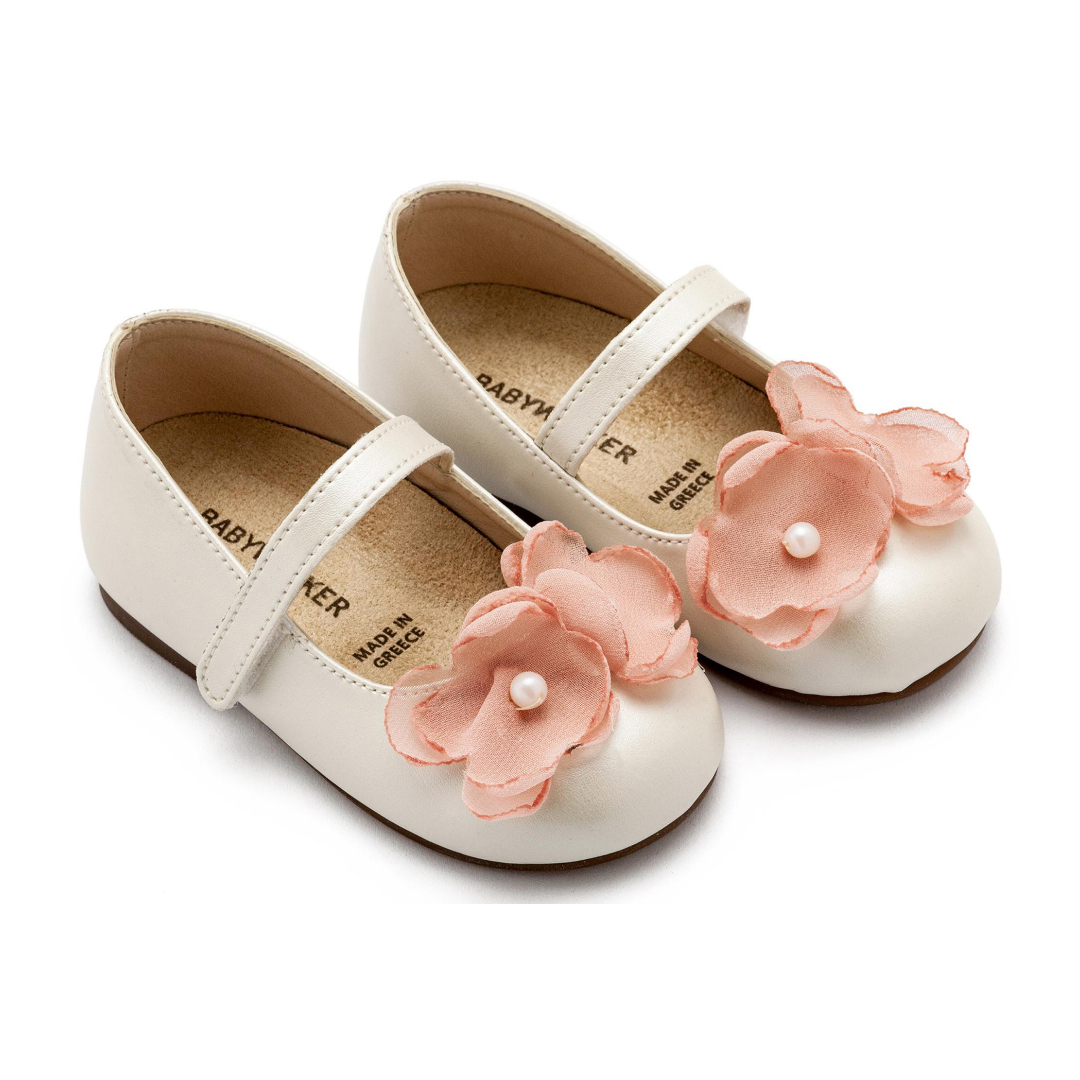 Γοβάκι Μονή Μπαρέτα Χρατς με Λουλούδια Οργάντζας BW4868-IVORY-PINK