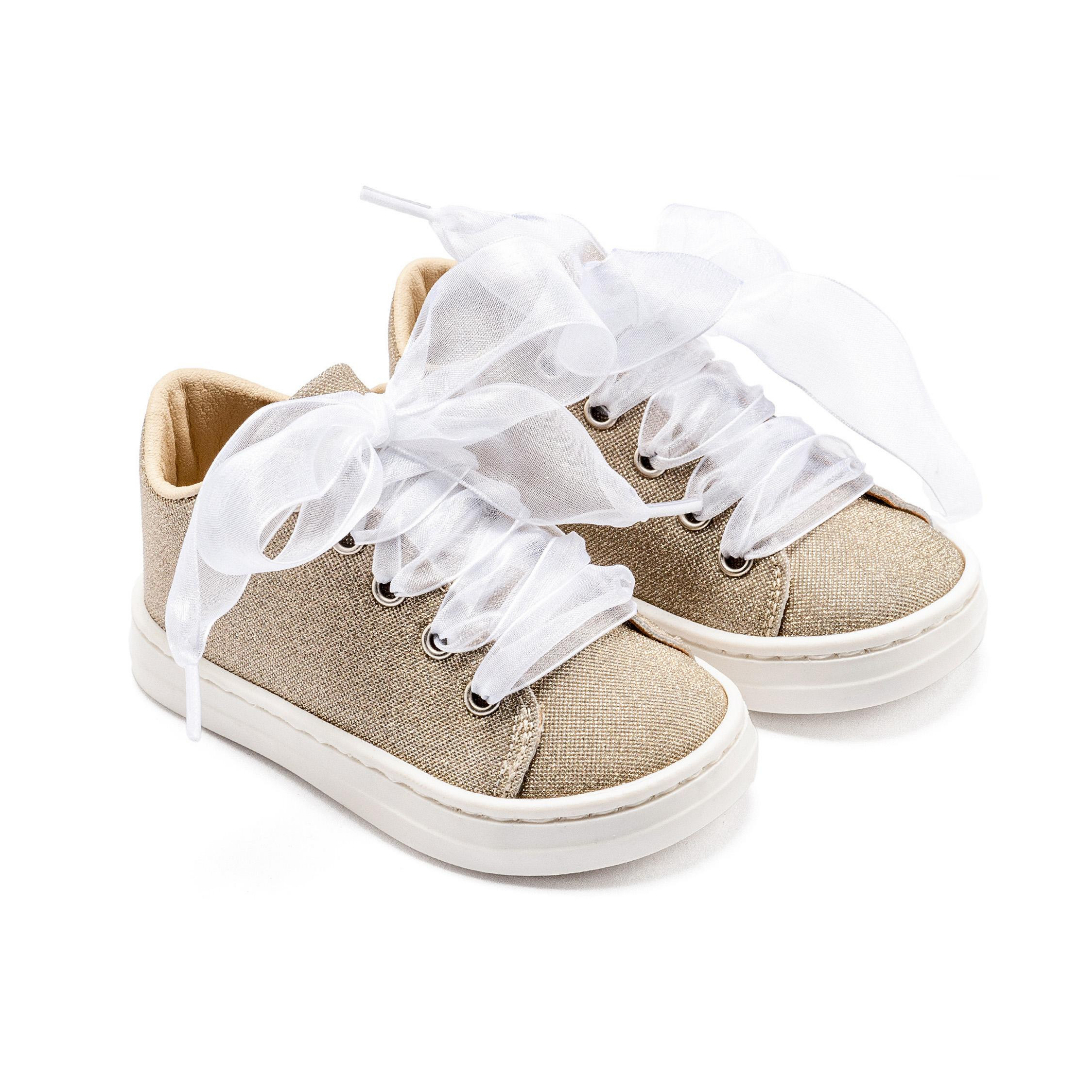 Sneaker από Ύφασμα και Δέσιμο Κορδέλα BW4864-PLATINUM