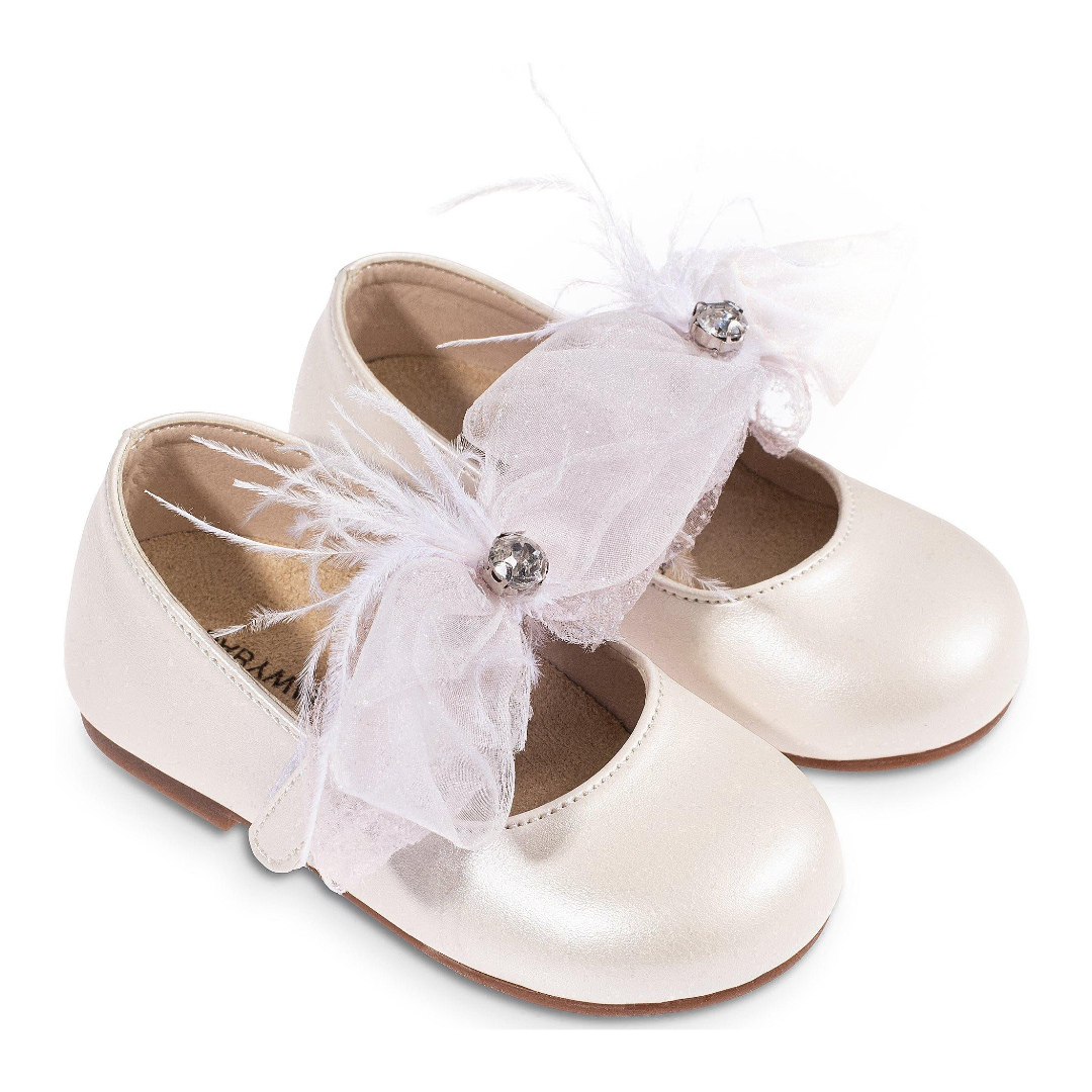 Γοβάκι Μονή Μπαρέτα με Φιόγκο BS3562 Εκρού Ροζ