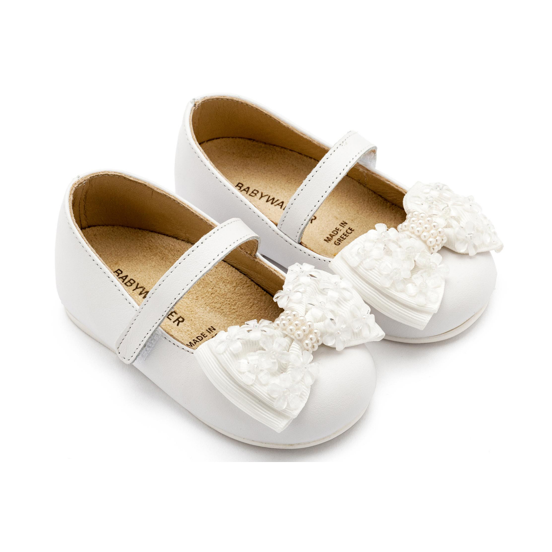 Γοβάκι Μονή Μπαρέτα Χρατς με Gros Grain Φιογκάκι BW4862-WHITE