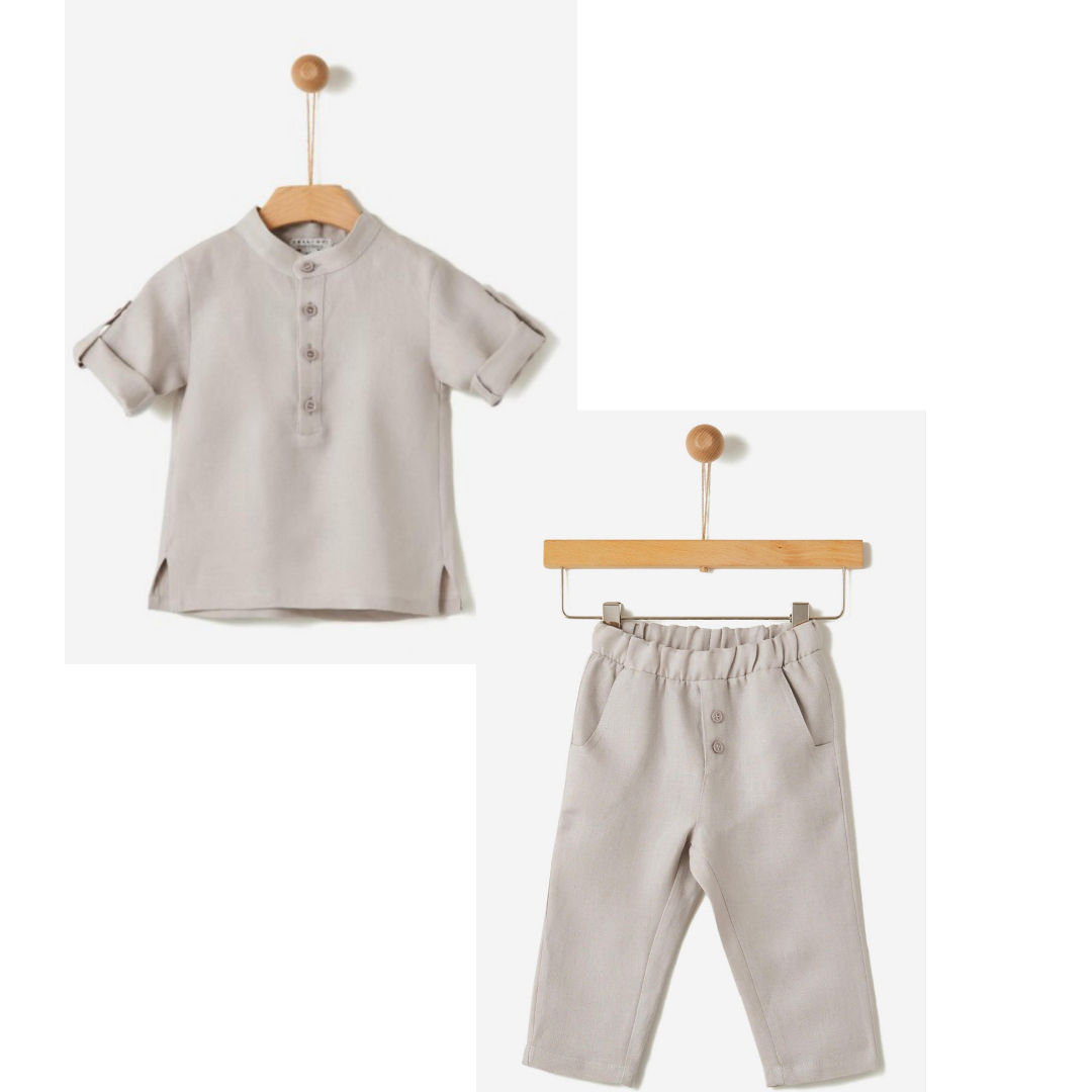 Σετ τουνίκ και παντελόνι λινό GREY YELL-OH! 41081224002