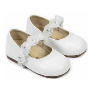 Γοβάκι Μονή Μπαρέτα με Λουλούδια BS3523 Λευκό