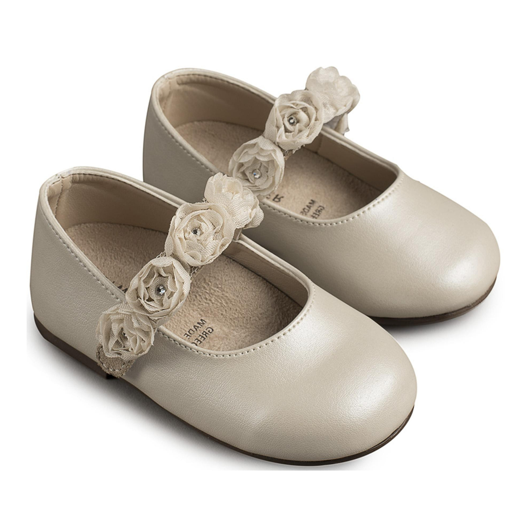 Γοβάκι Μονή Μπαρέτα με Λουλούδια BS3523 Εκρού