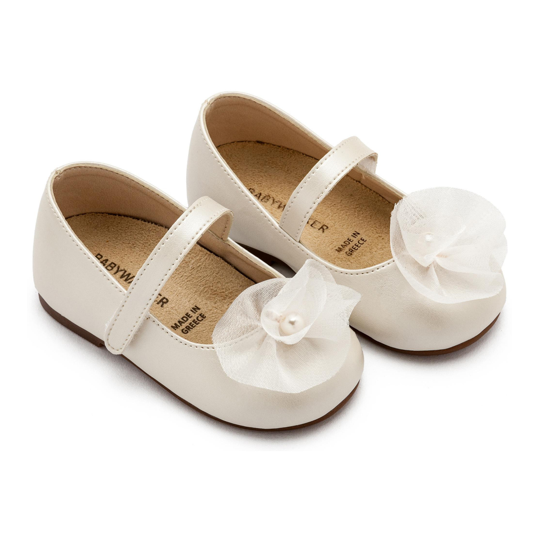 Γοβάκι Μονή Μπαρέτα με Λουλούδι BS3593 Εκρού