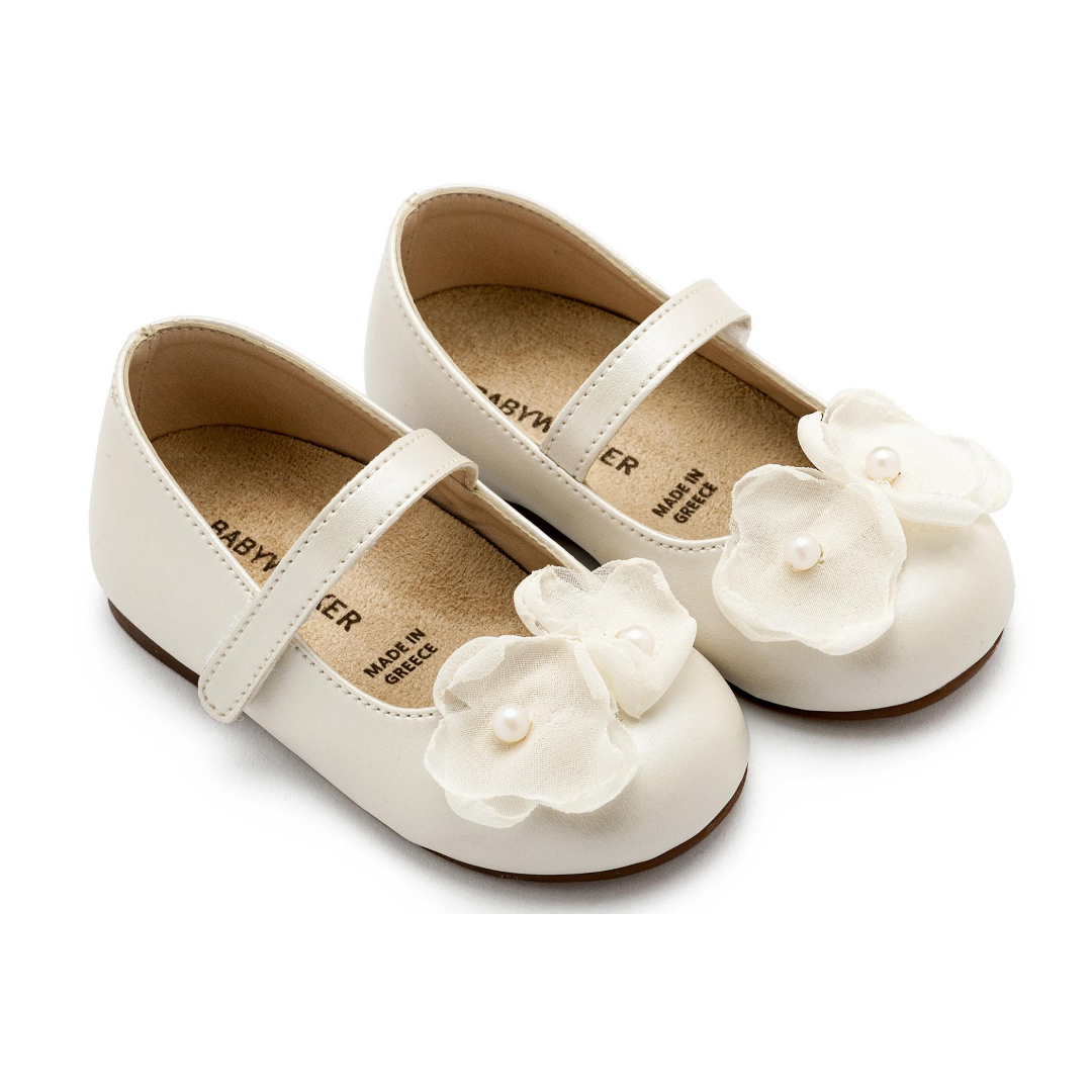 Γοβάκι Μονή Μπαρέτα Χρατς με Λουλούδια Οργάντζας BW4868-IVORY