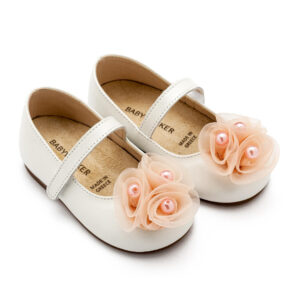 Γοβάκι Μονή Μπαρέτα Χρατς με Διακοσμητικό Οργάντζα BW4858-IVORY-PINK