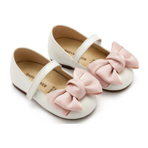 Γοβάκι Μονή Μπαρέτα Χρατς με Φιόγκο Οργάντζας BW4857-IVORY-PINK