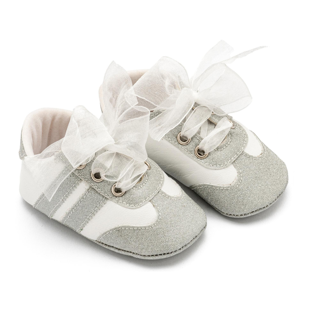 Δετά Sneakers με Κορδέλα Οργάντζα MI1653 Ασημί