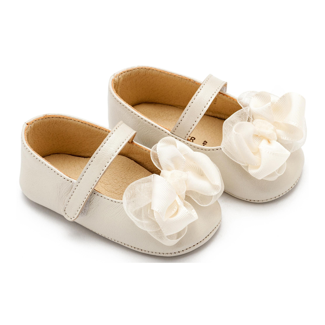 Γοβάκι Μονή Μπαρέτα με Υφασμάτινο Χειροποίητο Φιογκάκι MI1652-IVORY