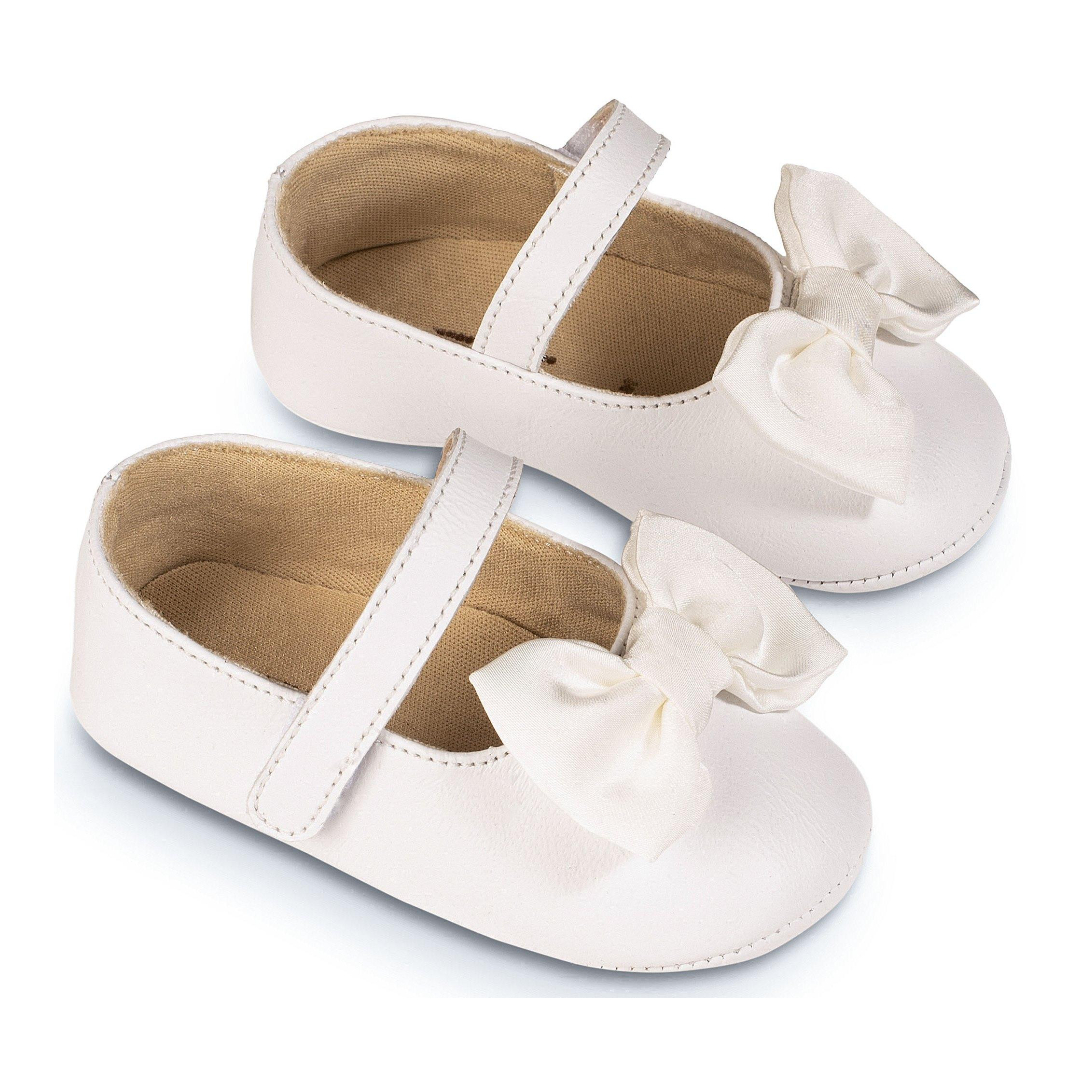 Γοβάκι Μονή Μπαρέτα με Υφασμάτινο Χειροποίητο Φιογκάκι MI1646-WHITE