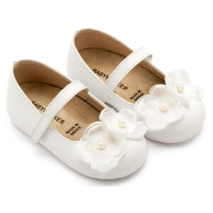 Γοβάκι Μονή Μπαρέτα Χρατς με Λουλούδια Οργάντζας BW4868-WHITE