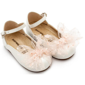 Γαλλικό Γοβάκι με Τούλινο Φιόγκο BW4853 Εκρού Ροζ