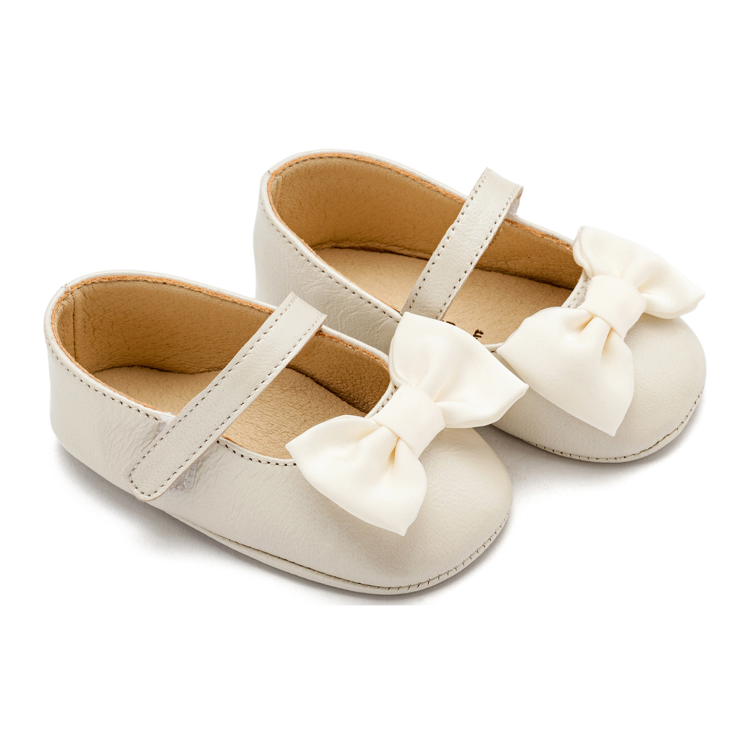 Γοβάκι Μονή Μπαρέτα με Υφασμάτινο Χειροποίητο Φιογκάκι MI1646-IVORY