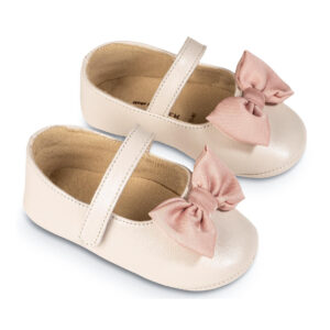 Γοβάκι Μονή Μπαρέτα με Υφασμάτινο Χειροποίητο Φιογκάκι MI1646-IVORY-PINK