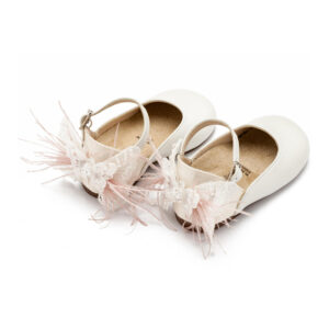 Γαλλικό Γοβάκι με Διακοσμημένη Φτέρνα Πεταλούδα BW4866-IVORY-PINK