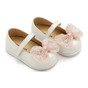 Γοβάκι Μονή Μπαρέτα με Φιόγκο PRI2639 Εκρού Ροζ