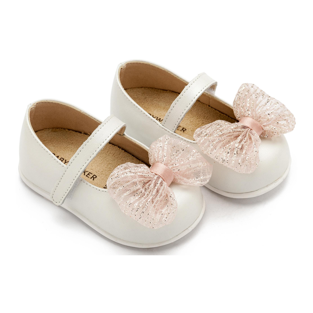 Γοβάκι Μονή Μπαρέτα με Φιόγκο PRI2639 Εκρού Ροζ