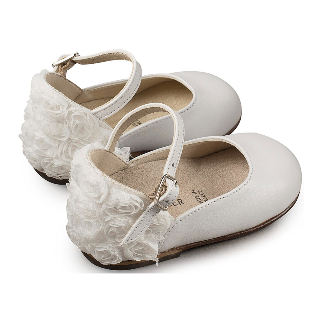 Γαλλικό Γοβάκι με Διακοσμημένη Φτέρνα από Λουλούδι BW4503-IVORY