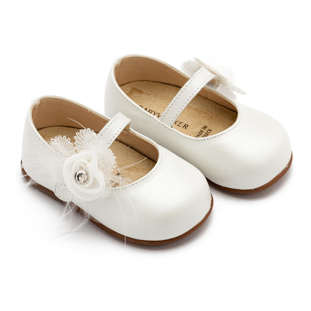 Γοβάκι Μονή Μπαρέτα με Λουλούδι PRI2640 Εκρού