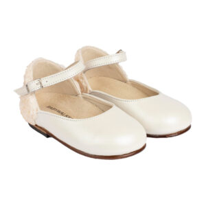 Γαλλικό Γοβάκι με Διακοσμημένη Φτέρνα απο Λουλούδι BW4503-WHITE